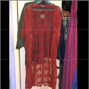 Plus Size Midi Lace Kimono